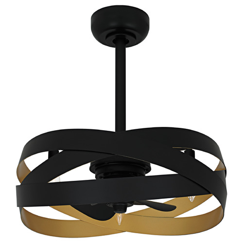 Quoizel Lighting Zito Matte Black & Gold LED Ceiling Fan with Light