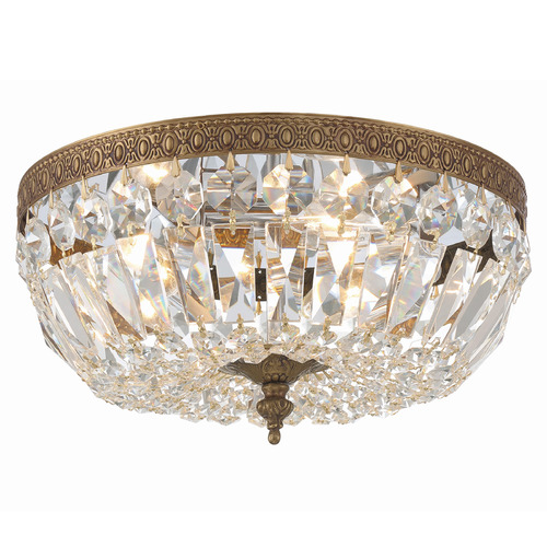 Crystorama Lighting Ceiling Mount Olde Brass Flushmount Light