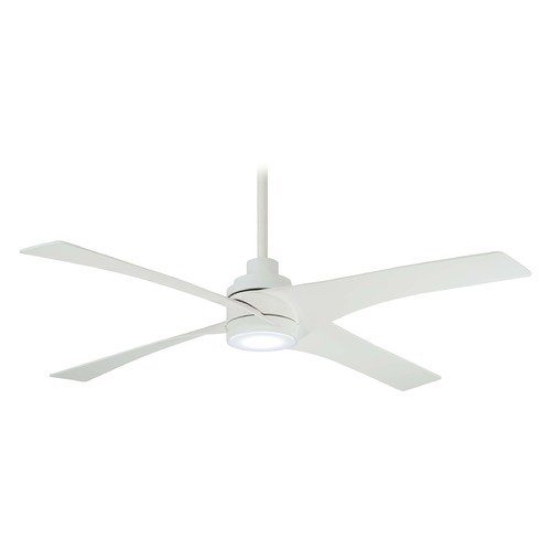 56 Inch Minka Aire Swept Flat White Led Ceiling Fan With Light