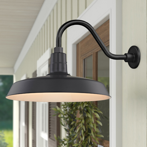 Recesso Lighting by Dolan Designs Recesso Lighting 18-Inch Gooseneck Barn Light in Black BL-ARMC-BLK/SH18-BLK