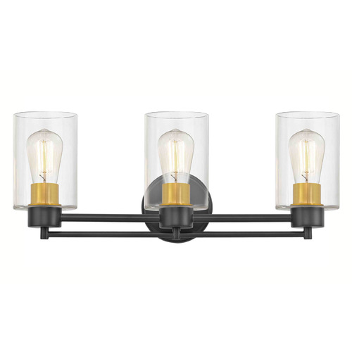 Design Classics Lighting Salida 3-Light Bath Light in Matte Black & Brass by Design Classics 703-07 SB GL1040C