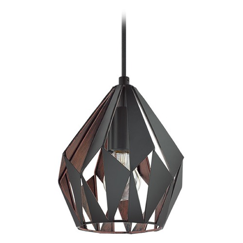 Eglo Lighting Eglo Carlton 3 Matte Black & Copper Mini-Pendant Light with Bowl / Dome Shade 202034A