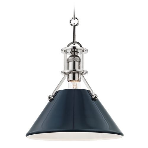 Hudson Valley Lighting Painted No. 2 Pendant with Darkest Blue Shade by Hudson Valley Lighting MDS351-PN/DBL