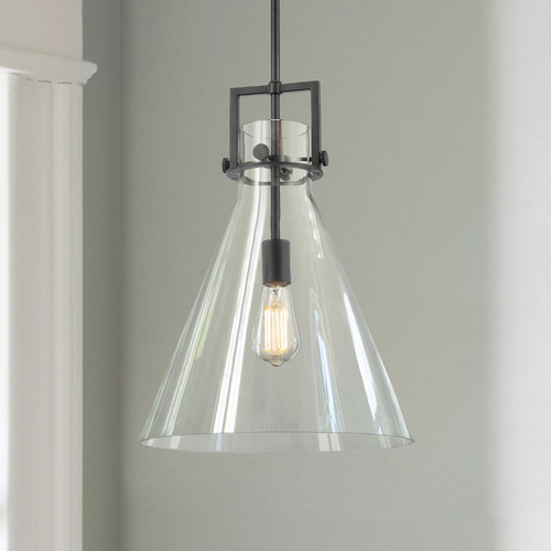 Innovations Lighting Innovations Lighting Newton Matte Black Pendant Light with Conical Shade 411-1S-BK-14CL