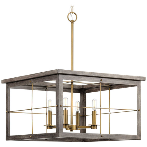 Progress Lighting Progress Lighting Hedgerow Distressed Brass & Aged Oak Pendant Light P400253-175