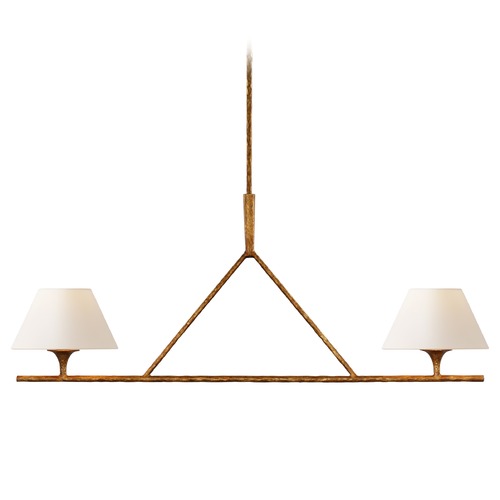 Visual Comfort Signature Collection Ian K. Fowler Cesta Linear Chandelier in Gilded Iron by Visual Comfort Signature S5405GIL