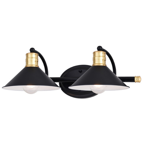 Vaxcel Lighting Akron Matte Black & Natural Brass & Matte White Bathroom Light