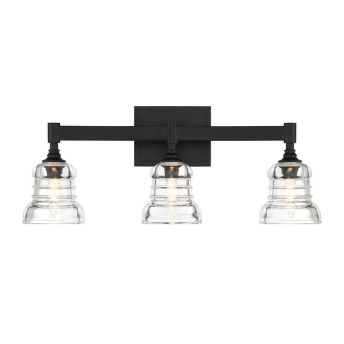 Gregory 3-Light Bath Light in Matte Black by Crystorama Lighting