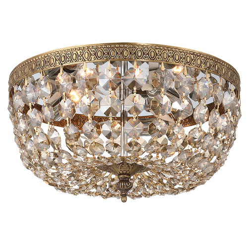 Crystorama Lighting Ceiling Mount Olde Brass Flushmount Light