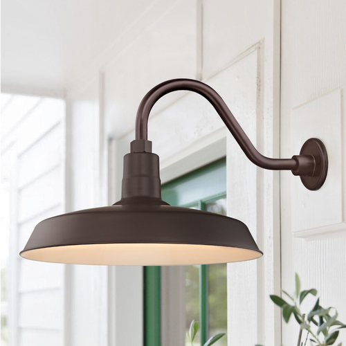 Bronze Gooseneck Barn Light with 18-Inch Shade