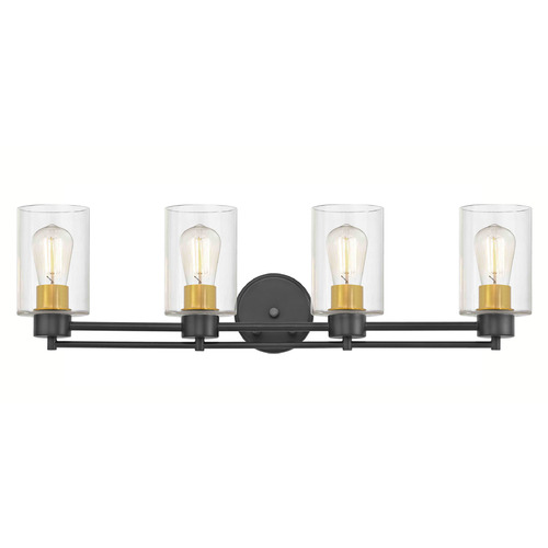 Design Classics Lighting Salida 4-Light Bath Light in Matte Black & Brass by Design Classics 704-07 SB GL1040C