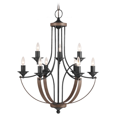 Corbeille 27-Inch Chandelier in Stardust & Cerused Oak by Generation Lighting