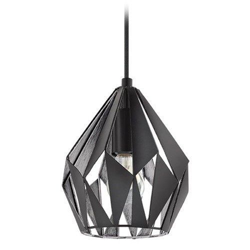 Carlton 3 Matte Black & Silver Mini Pendant by Eglo Lighting
