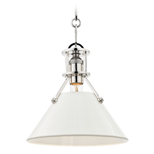 Hudson Valley Lighting Painted No. 2 Pendant with Off-White Shade by Hudson Valley Lighting MDS351-PN/OW