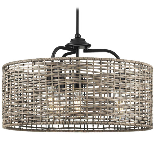 Progress Lighting Progress Lighting Lavelle Matte Black Pendant Light with Drum Shade P500308-031
