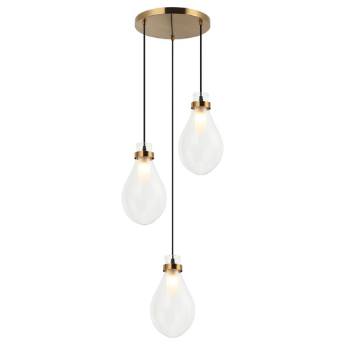 Seranna Aged Gold Brass Multi-Light Pendant by Matteo Lighting