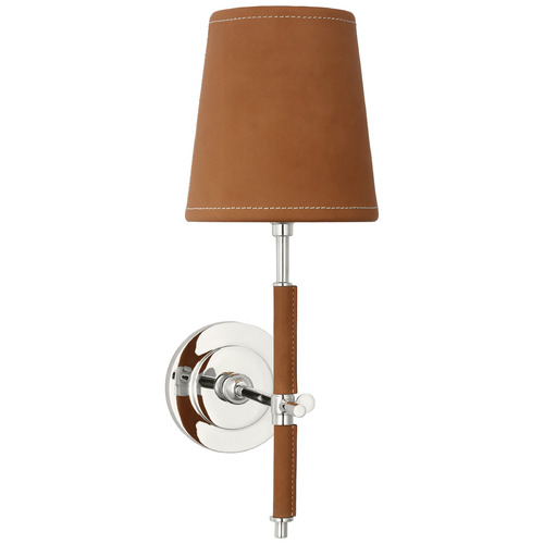 Bryant Polished Nickel Natural Leather Sconce