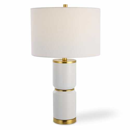 Uttermost Lighting 26-Inch Table Lamp in Gloss White & Gold by Uttermost Lighting W26113-1