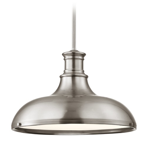 Design Classics Lighting Farmhouse Satin Nickel Pendant Light 15.63-Inch Wide 1761-09 SH1777-09 R1777-09