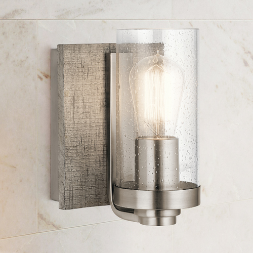 Kichler Lighting Seeded Glass Sconce Pewter Dalwood by Kichler Lighting 45926CLP