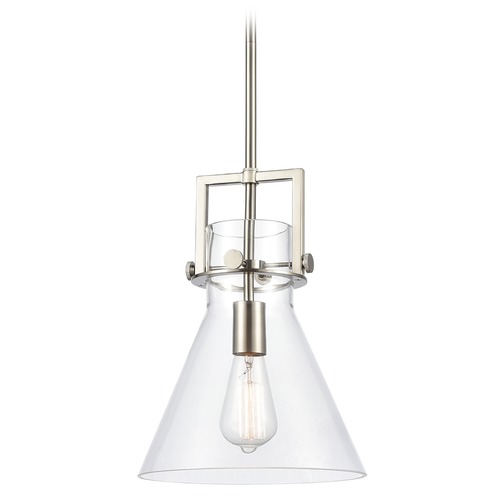 Innovations Lighting Innovations Lighting Newton Brushed Satin Nickel Pendant Light with Conical Shade 411-1S-SN-10CL