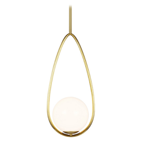 Visual Comfort Studio Collection Galassia Burnished Brass Mini-Pendant Light with Globe Shade