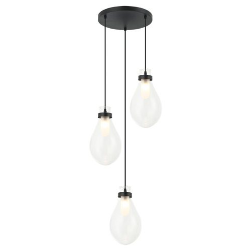 Matteo Lighting Matteo Lighting Seranna Matte Black Multi-Light Pendant with Teardrop Shade C31903MB