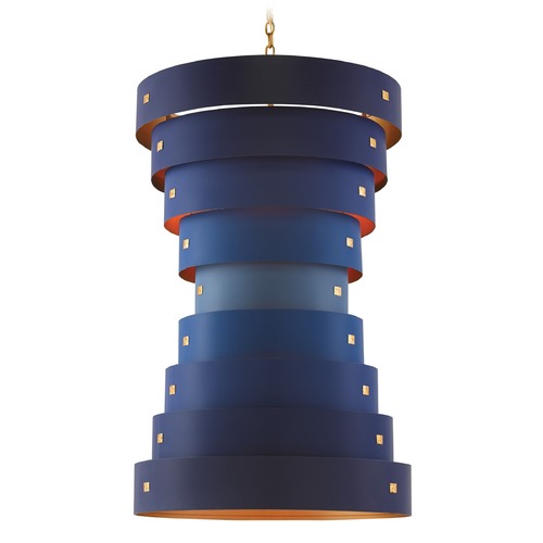 Currey and Company Lighting Currey and Company Hiroshi Koshitaka Gold Leaf Pendant Light with Drum Shade 9000-0155