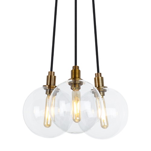 Mid-Century Modern Aged Brass LED Multi-Light Pendant by ...