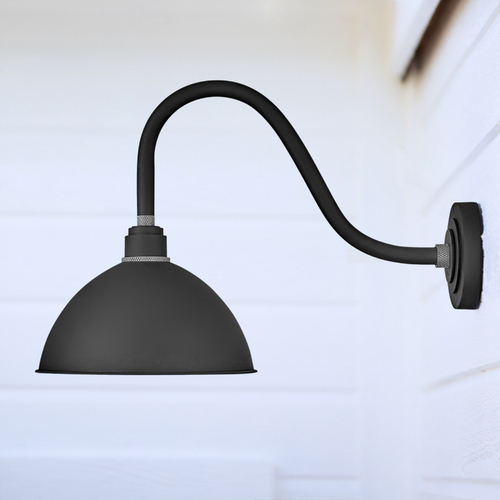 Foundry 12-Inch Wide Textured Black & Brass Barn Light by Hinkley Lighting