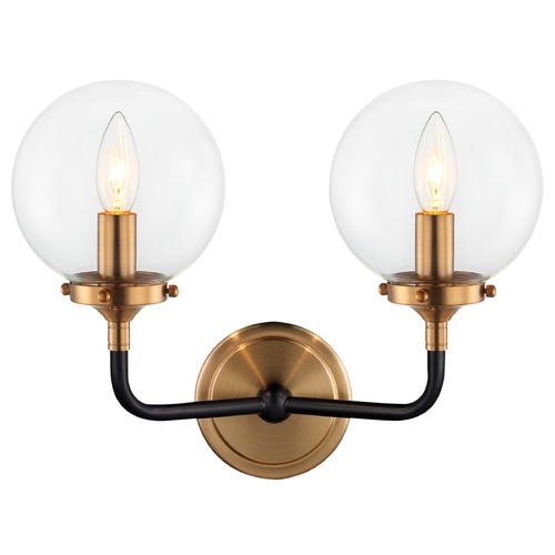 Matteo Lighting Particles Aged Gold & Black Sconce by Matteo Lighting W58202AGCL