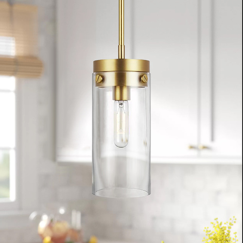 Chapman & Meyers Garrett 21.75-Inch Tall Burnished Brass Pendant by Visual Comfort Studio