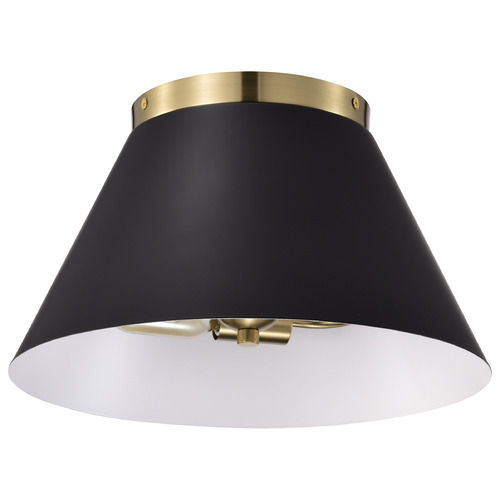Nuvo Lighting Dover Small Flush Mount in Black & Vintage Brass by Nuvo Lighting 60-7417