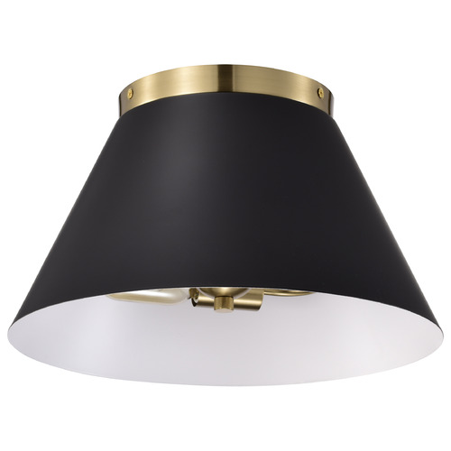 Dover Small Flush Mount in Black & Vintage Brass by Nuvo Lighting