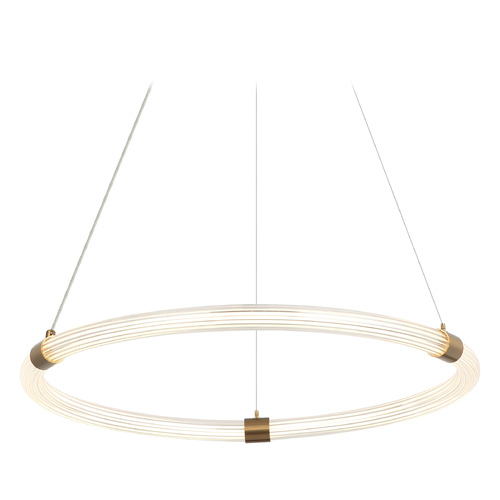 Inkara Aged Gold Brass LED Pendant by Matteo Lighting