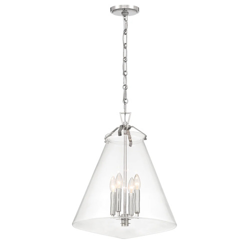 Voss 4-Light Pendant in Polished Nickel by Crystorama Lighting