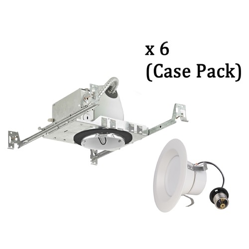 4-Inch New Construction Recessed Can with LED Trim 3000K 650 Lumens (6-Pack)