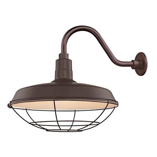 Bronze Gooseneck Barn Light with 18-Inch Caged Shade