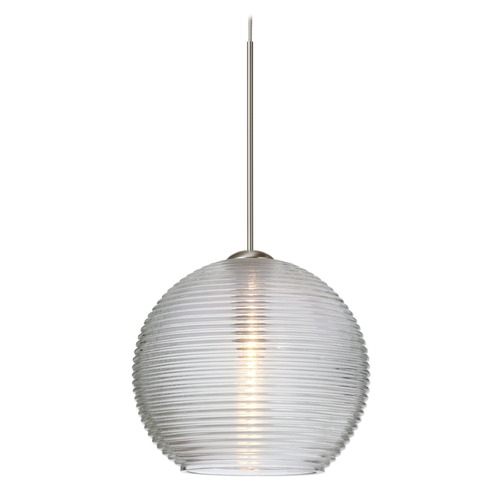 Besa Lighting Kristall Satin Nickel LED Mini-Pendant Light with Globe Shade