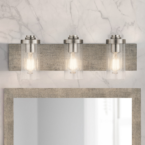 Kichler Lighting Seeded Glass Bathroom Light Pewter Dalwood by Kichler Lighting 45928CLP