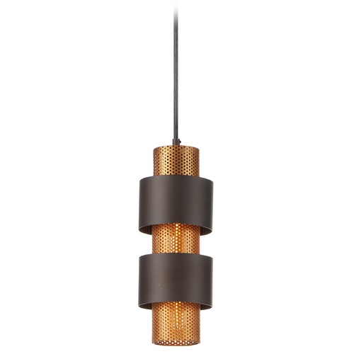 Maxim Lighting Maxim Lighting Caspian Oil Rubbed Bronze / Antique Brass Pendant Light with Cylindrical Shade 31209OIAB
