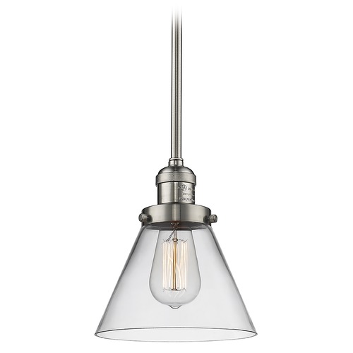 Innovations Lighting Innovations Lighting Large Cone Brushed Satin Nickel Mini-Pendant Light with Conical Shade 201S-SN-G42