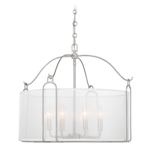Savoy House Lighting Ashlay Satin Nickel Pendant Light with Drum Shade