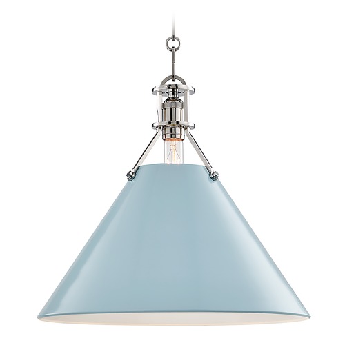 Hudson Valley Lighting Painted No. 2 Pendant with Blue Bird Metal Shade by Hudson Valley Lighting MDS352-PN/BB