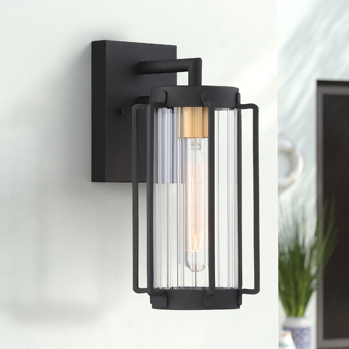 Avonlea Sand Black with Gold Socket Outdoor Wall Light by Minka Lavery