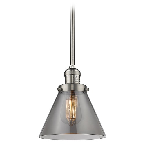 Innovations Lighting Innovations Lighting Large Cone Brushed Satin Nickel Mini-Pendant Light with Conical Shade 201S-SN-G43