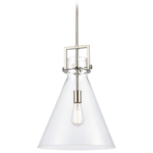 Innovations Lighting Innovations Lighting Newton Brushed Satin Nickel LED Pendant Light with Conical Shade 411-1S-SN-14CL-LED
