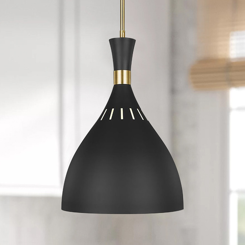 Visual Comfort Studio Collection ED Ellen-DeGeneres Joan Midnight Black & Burnished Brass Large Pendant by Visual Comfort Studio EP1151MBK