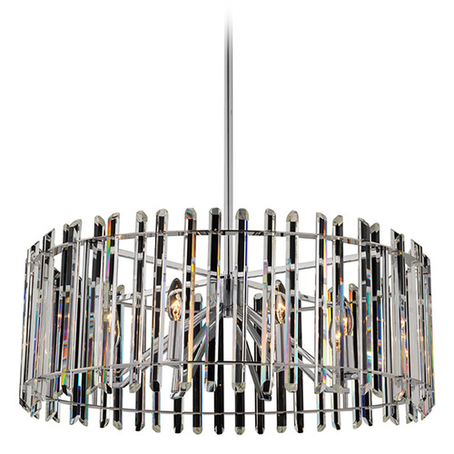 Allegri Crystal Viano Polished Chrome Pendant Light with Drum Shade