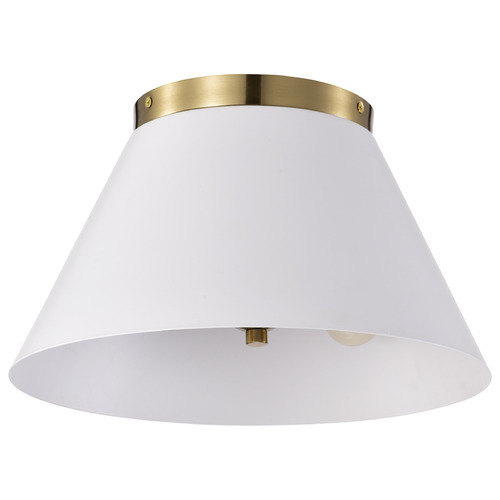 Nuvo Lighting Dover Small Flush Mount in White & Vintage Brass by Nuvo Lighting 60-7418